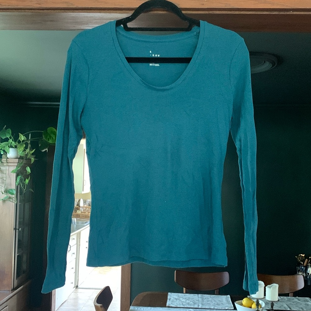 Peacock Blue Long-Sleeve Tee